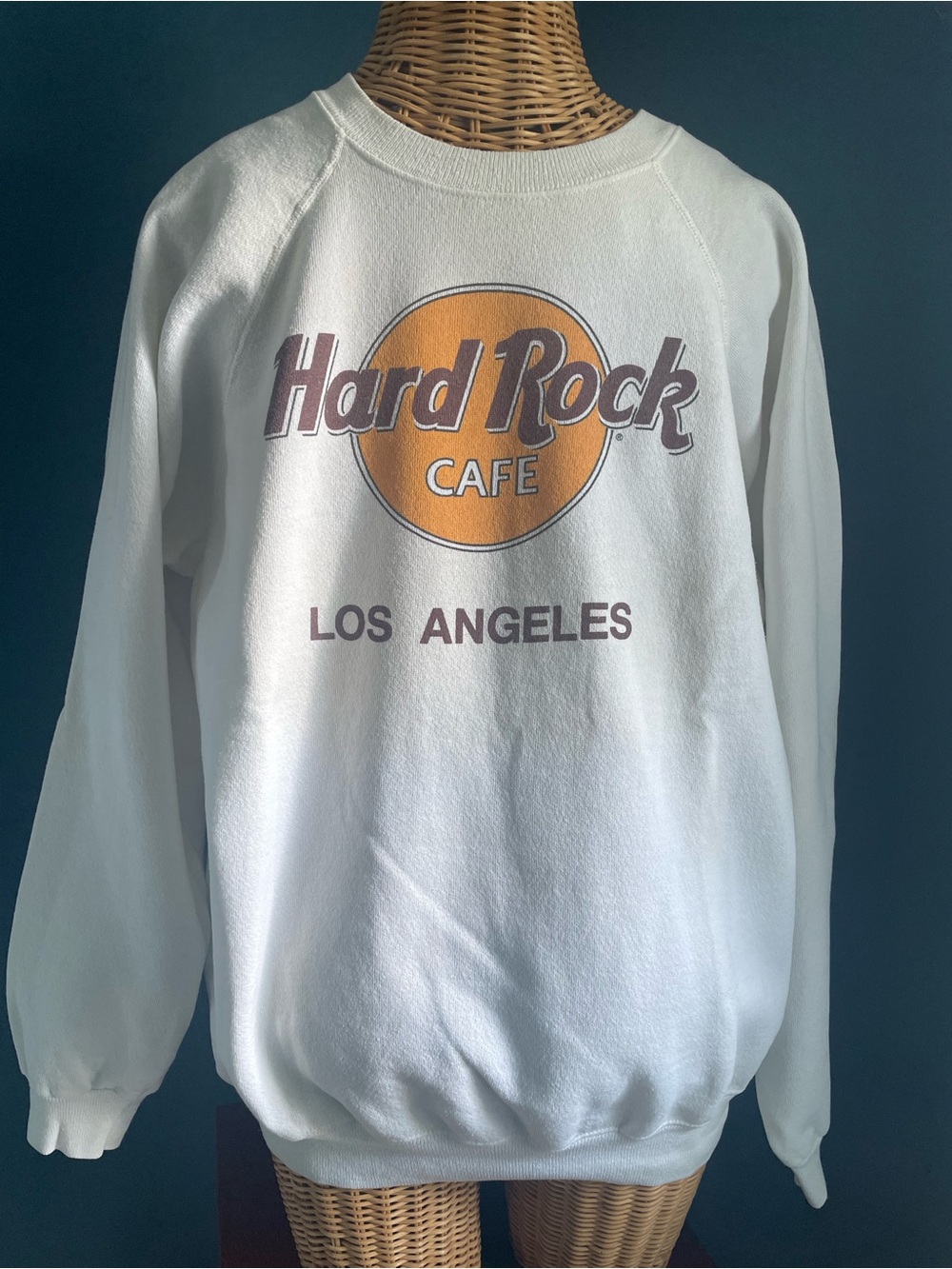 Vintage 80’s 90’s Hard Rock Cafe Los Angeles White Raglan Crewneck Sweatshirt